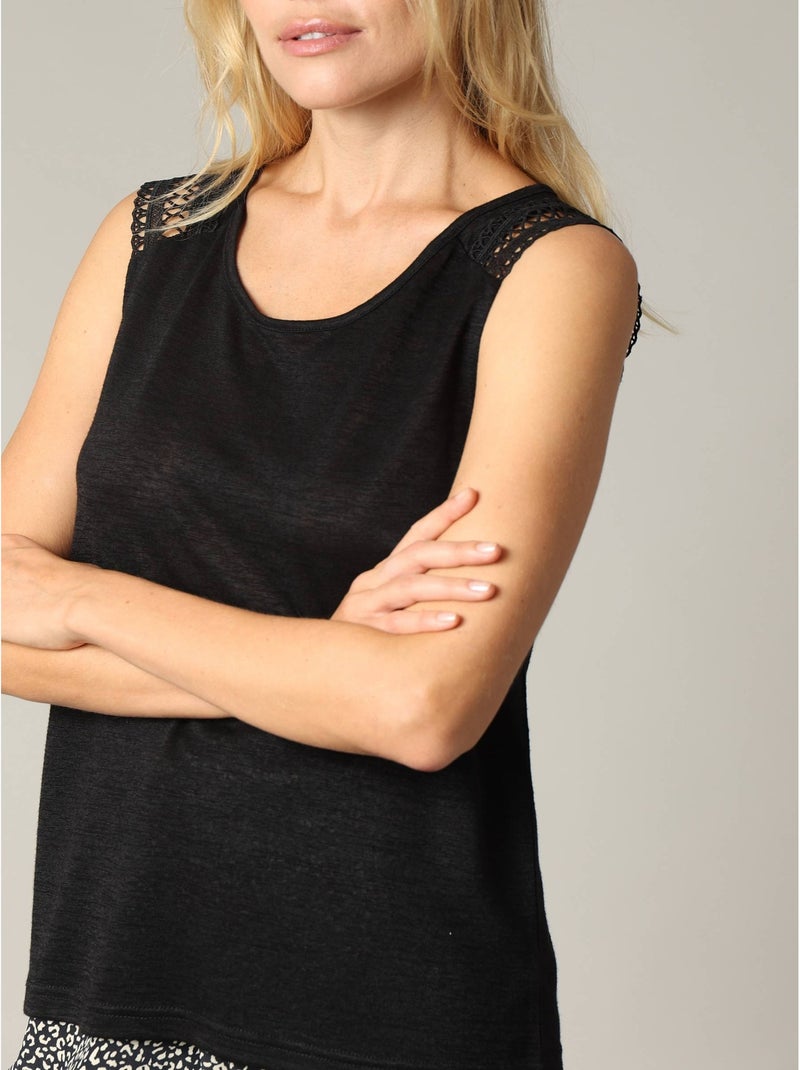 T-shirt en jersey effet lin 'Deeluxe' Noir - Kiabi