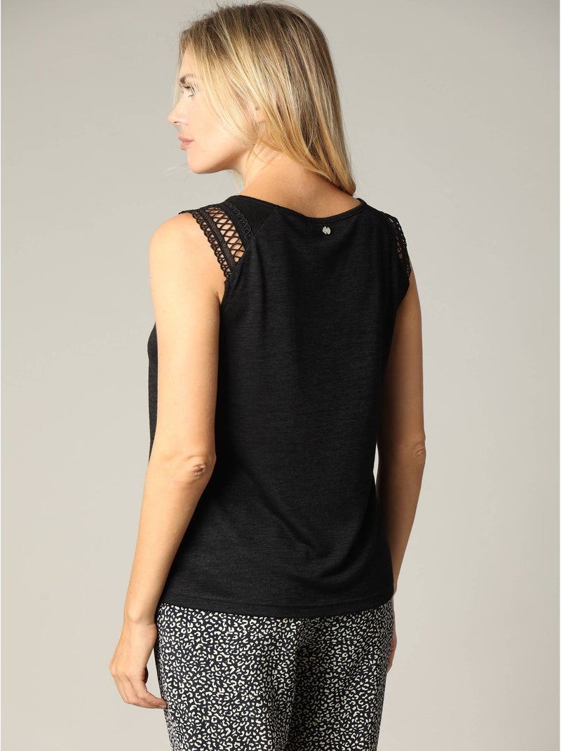 T-shirt en jersey effet lin 'Deeluxe' Noir - Kiabi