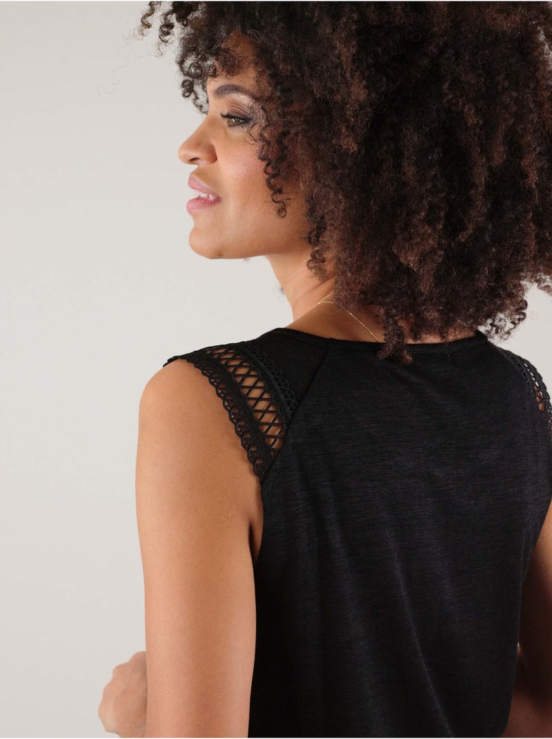 T-shirt en jersey effet lin 'Deeluxe' Noir - Kiabi