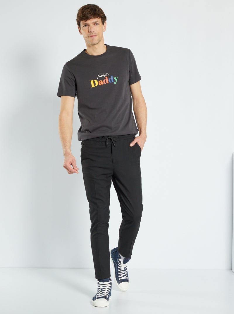 T-shirt en jersey 'Fête des pères' gris - Kiabi