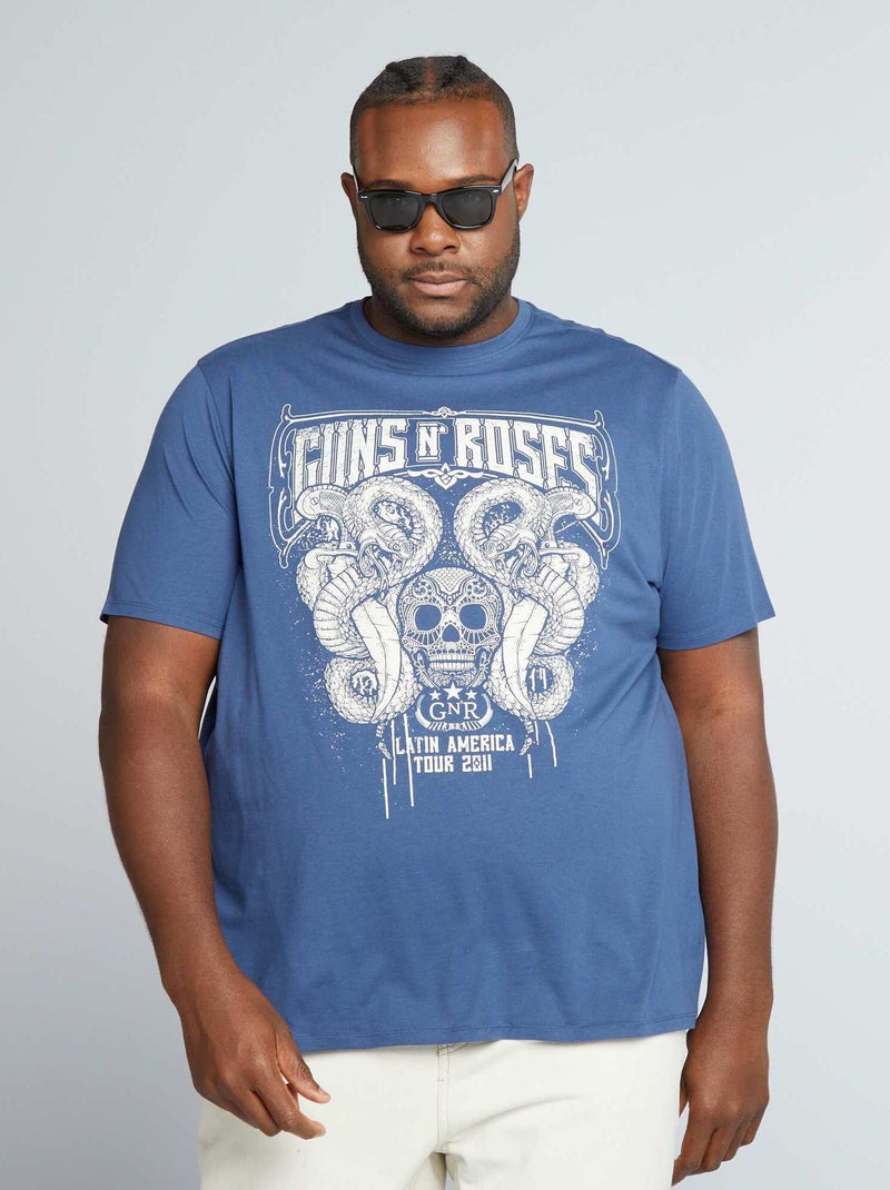 T-shirt en jersey 'Gun's N' Roses' Bleu - Kiabi