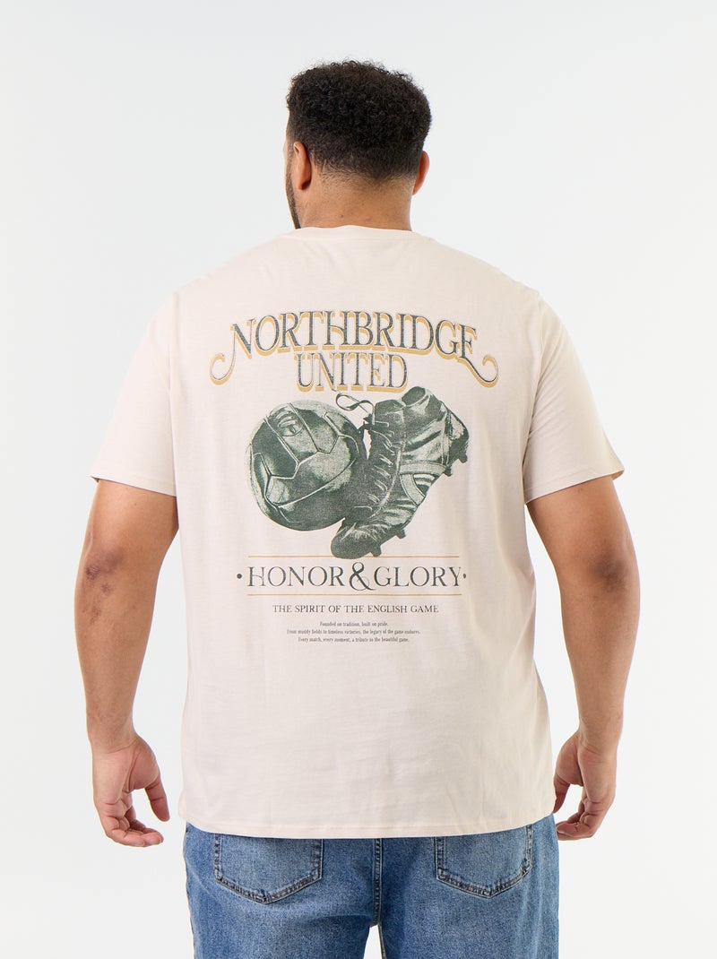 T-shirt en jersey imprimé à manches courtes Beige - Kiabi