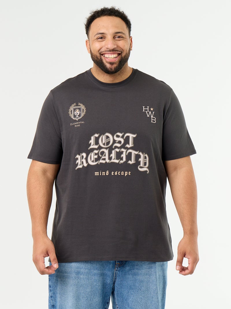 T-shirt en jersey imprimé à manches courtes Gris - Kiabi