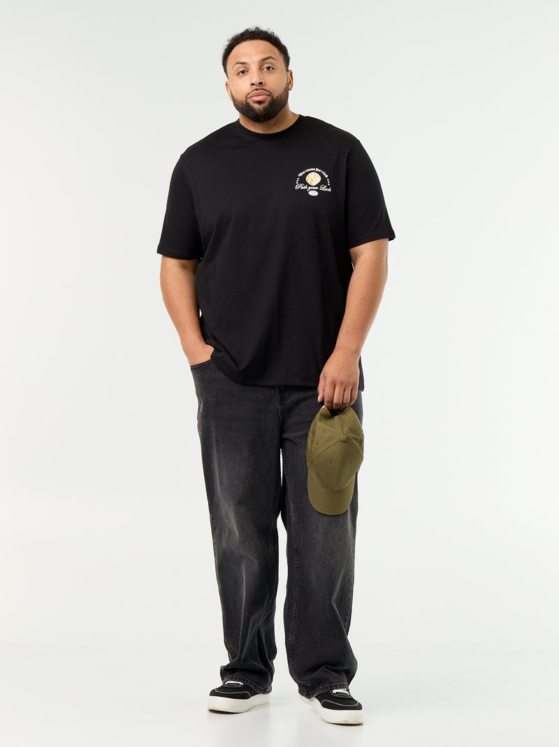 T-shirt en jersey imprimé à manches courtes Noir - Kiabi