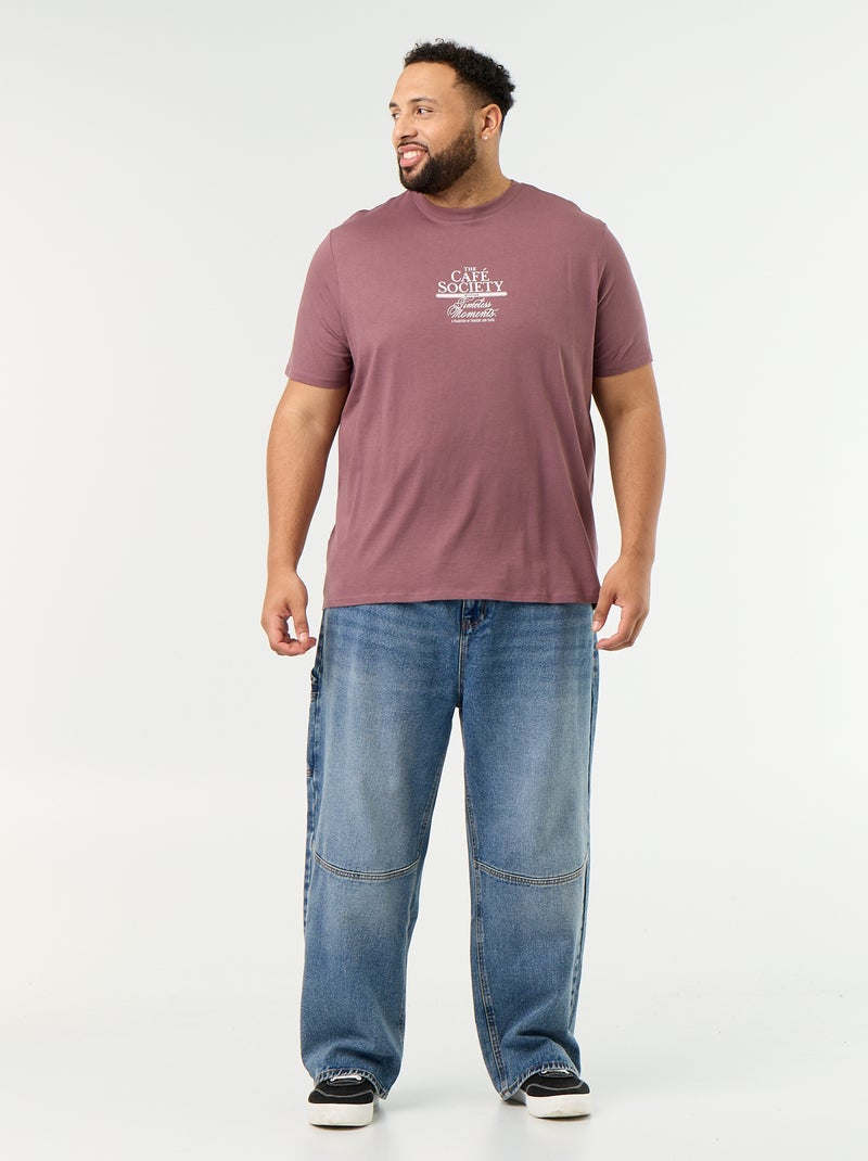 T-shirt en jersey imprimé à manches courtes Violet - Kiabi