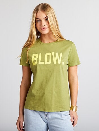 Tee-shirt Femme En Jersey Fin - Taille 42/44 - Imprimé Manches Longues - Occasion TB