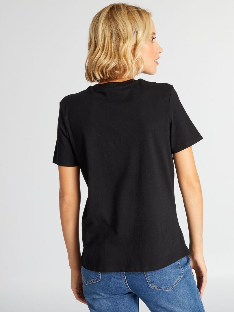 T-shirt en jersey imprimé Noir - Kiabi