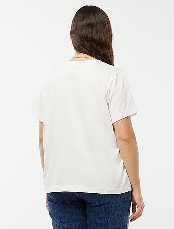 T-shirt en jersey imprimé 'rose' devant