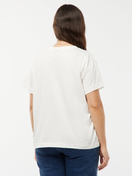 T-shirt en jersey imprimé 'rose' devant - Kiabi