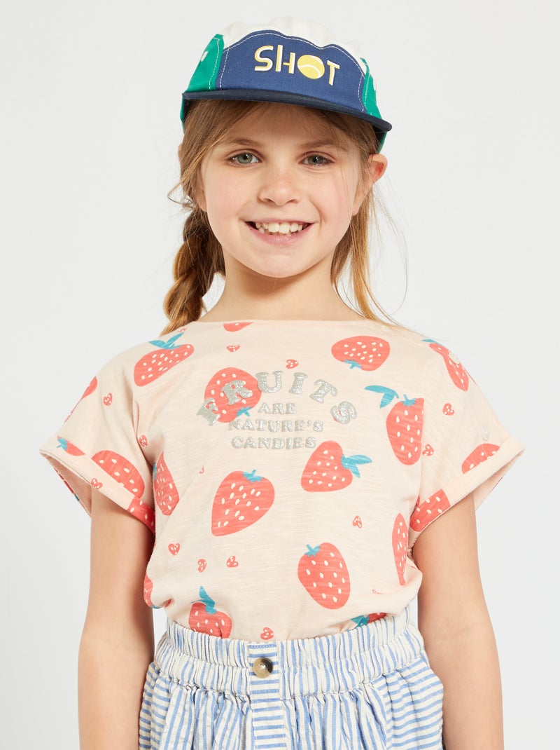 T-shirt en jersey imprimé Rose 'fraises' - Kiabi