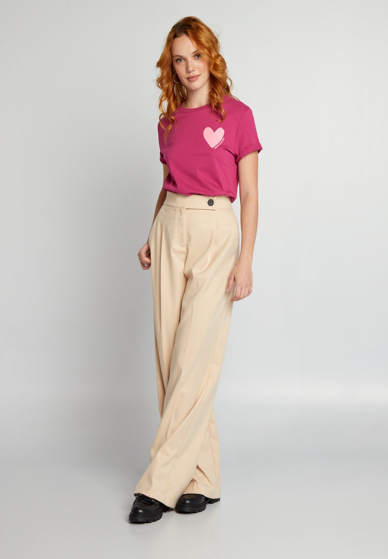 T-shirt en jersey imprimé Rose - Kiabi