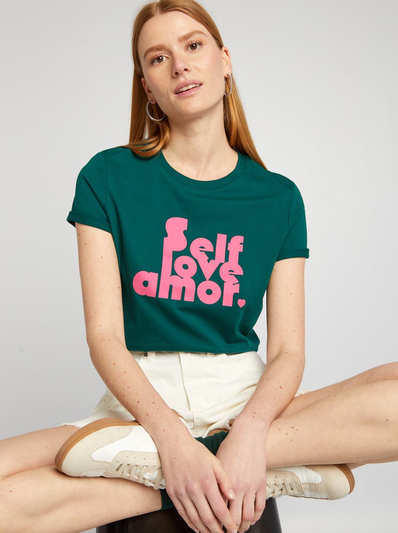 T-shirt en jersey imprimé Vert foncé - Kiabi