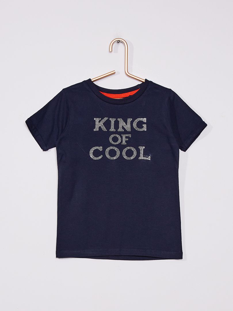 T-shirt en jersey 'king of cool' bleu marine - Kiabi