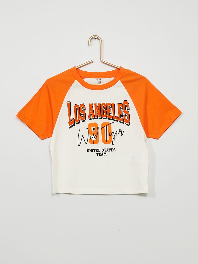 T-shirt en jersey 'Los Angeles' Orange - Kiabi