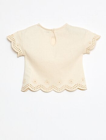 T-shirt en jersey manches courtes avec broderies anglaises