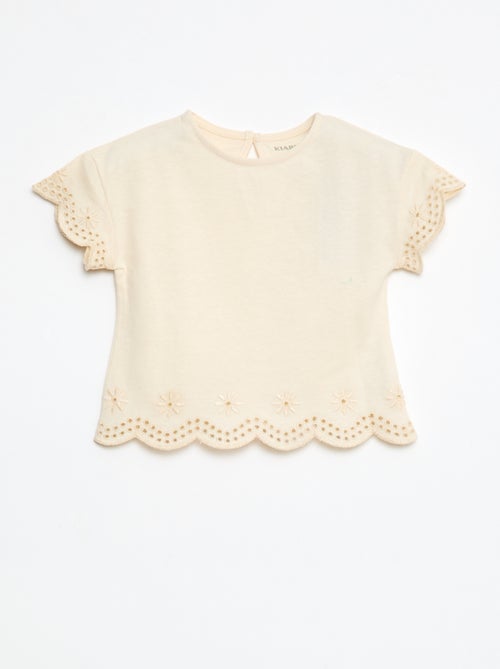 T-shirt en jersey manches courtes avec broderies anglaises - Kiabi