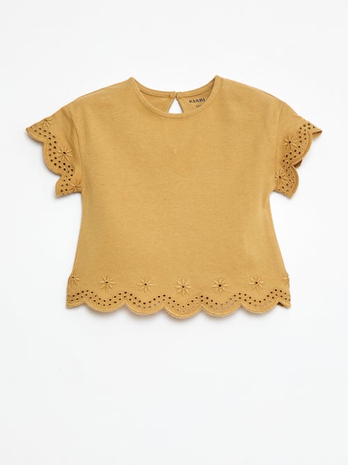 T-shirt en jersey manches courtes avec broderies anglaises - Kiabi