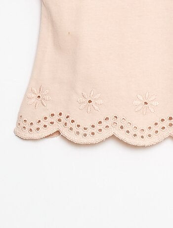 T-shirt en jersey manches courtes avec broderies anglaises