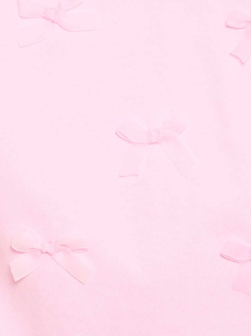 T-shirt en jersey manches courtes avec nœuds fantaisies Rose - Kiabi
