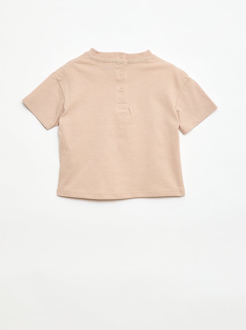T-shirt en jersey manches courtes avec poche poitrine imprimé Beige - Kiabi