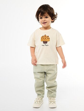 T-shirt en jersey manches courtes avec poche poitrine imprimé