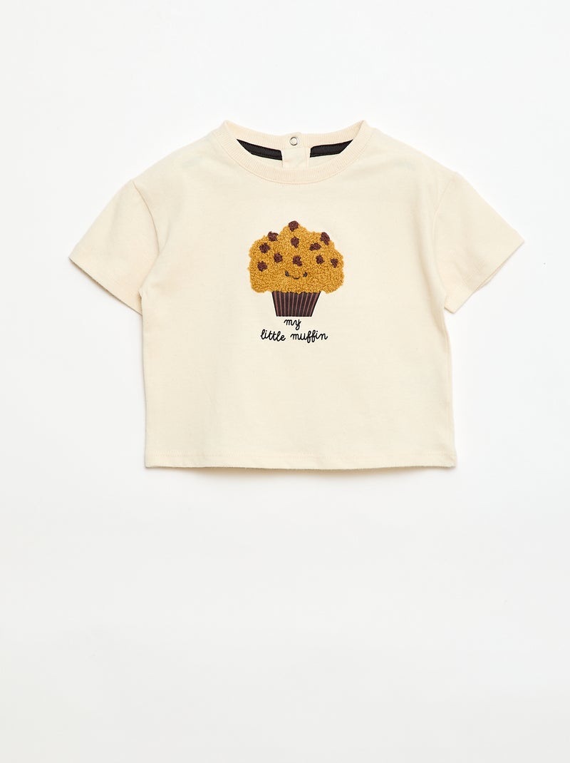 T-shirt en jersey manches courtes avec poche poitrine imprimé Blanc - Kiabi
