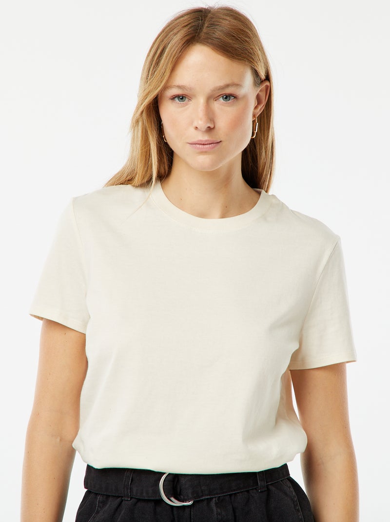 T-shirt en jersey manches courtes Blanc cassé - Kiabi