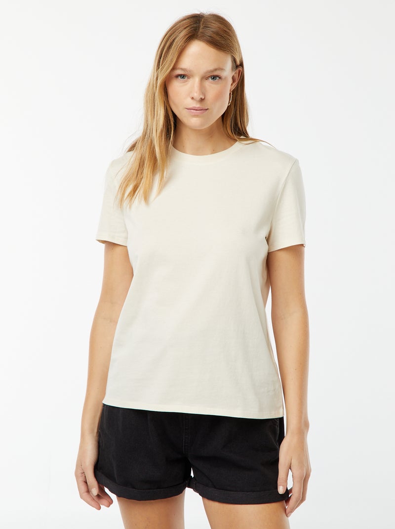 T-shirt en jersey manches courtes Blanc cassé - Kiabi