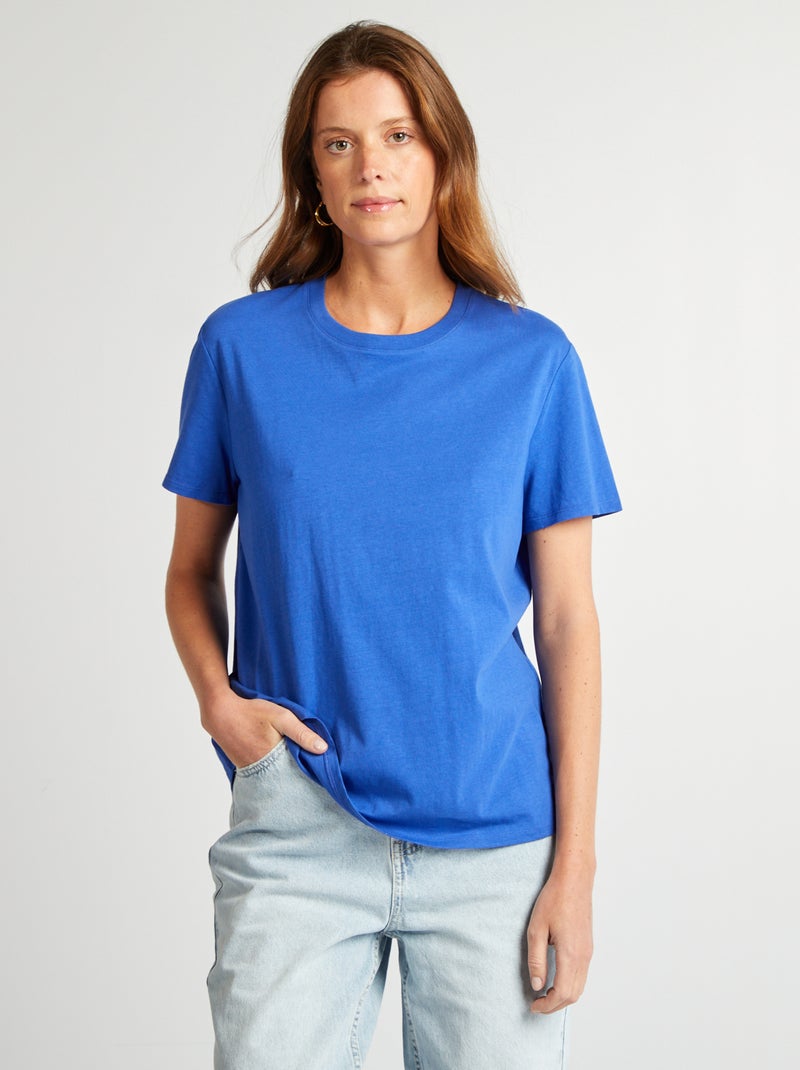 T-shirt en jersey manches courtes Bleu - Kiabi