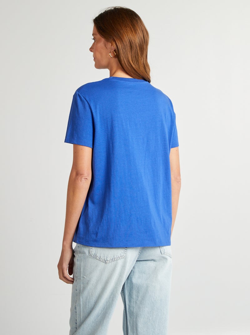 T-shirt en jersey manches courtes Bleu - Kiabi