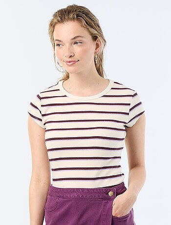 T-shirt en jersey manches courtes côtelé