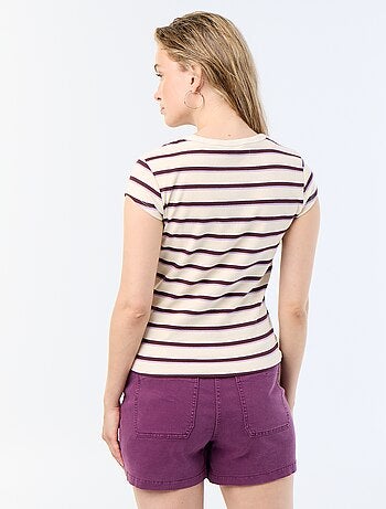 T-shirt en jersey manches courtes côtelé