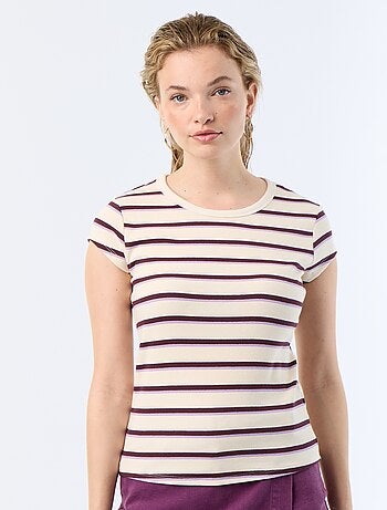 T-shirt en jersey manches courtes côtelé