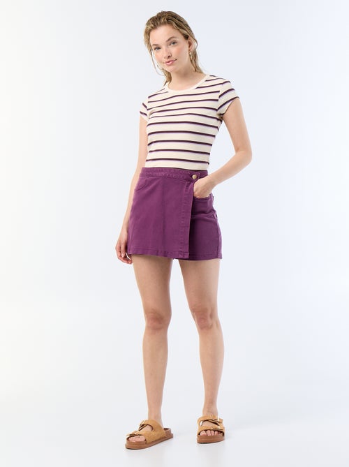 T-shirt en jersey manches courtes côtelé - Kiabi