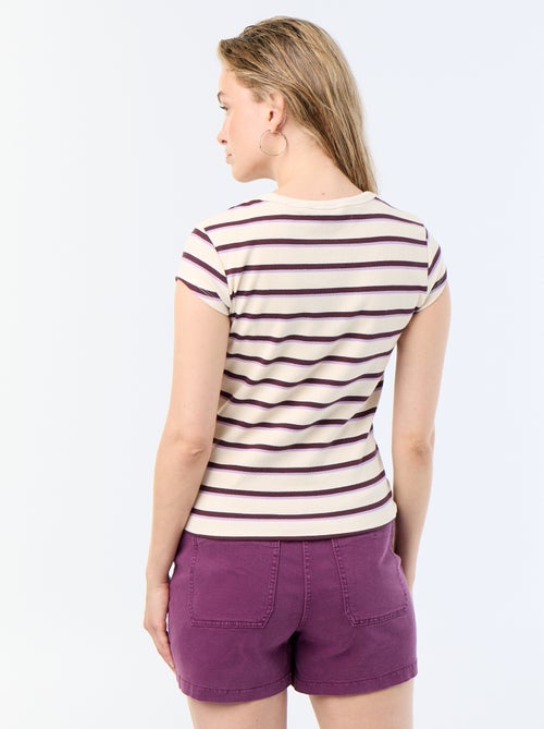 T-shirt en jersey manches courtes côtelé - Kiabi