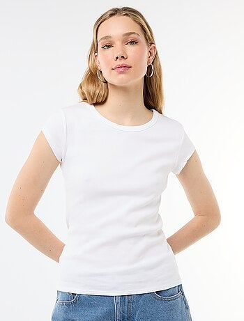 T-shirt en jersey manches courtes côtelé