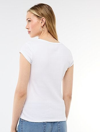 T-shirt en jersey manches courtes côtelé