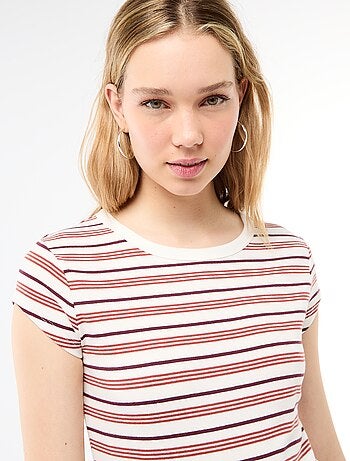 T-shirt en jersey manches courtes côtelé