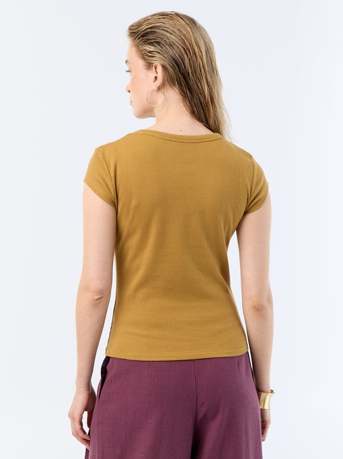 T-shirt en jersey manches courtes côtelé - Kiabi