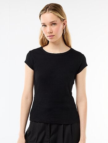 T-shirt en jersey manches courtes côtelé