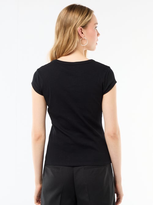 T-shirt en jersey manches courtes côtelé - Kiabi