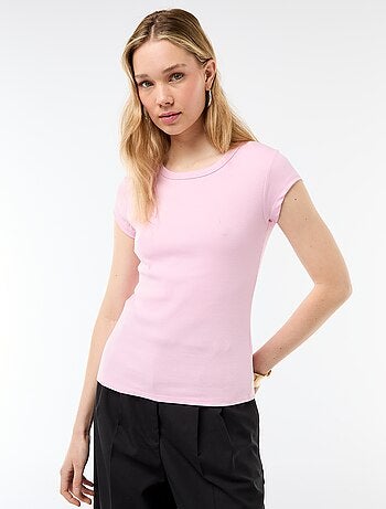 T-shirt en jersey manches courtes côtelé
