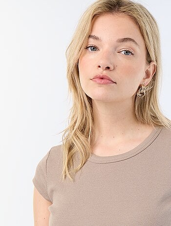 T-shirt en jersey manches courtes côtelé