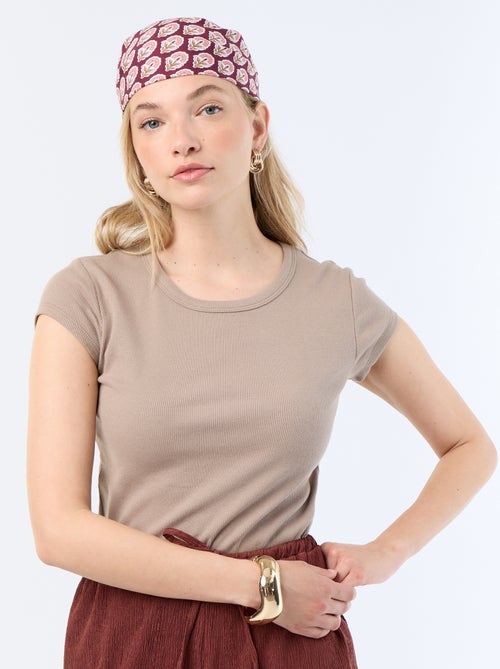T-shirt en jersey manches courtes côtelé - Kiabi