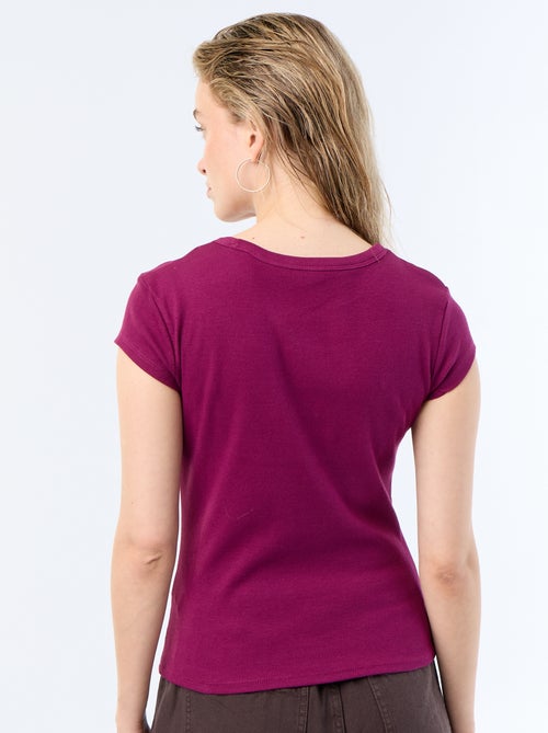 T-shirt en jersey manches courtes côtelé - Kiabi