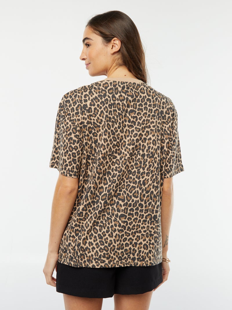 T-shirt en jersey manches courtes imprimé BEIGE - Kiabi