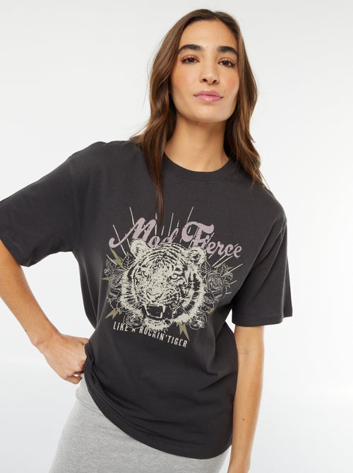 T-shirt en jersey manches courtes imprimé - Kiabi