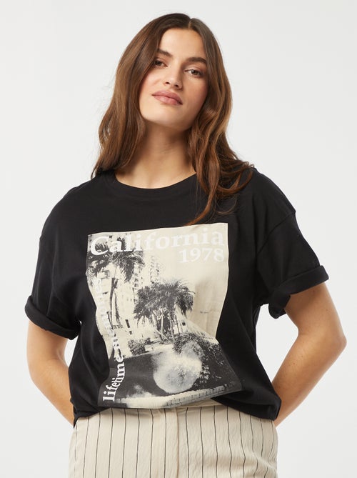 T-shirt en jersey manches courtes imprimé - Kiabi