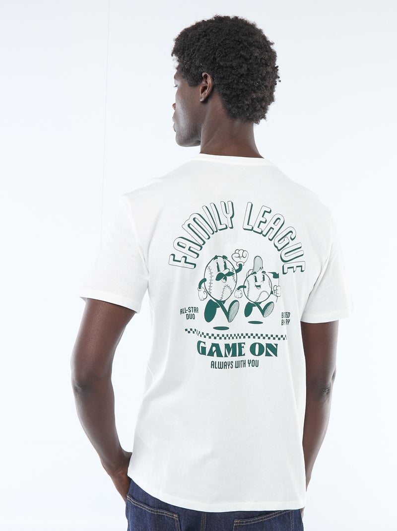 T-shirt en jersey manches courtes imprimé recto/verso Blanc - Kiabi