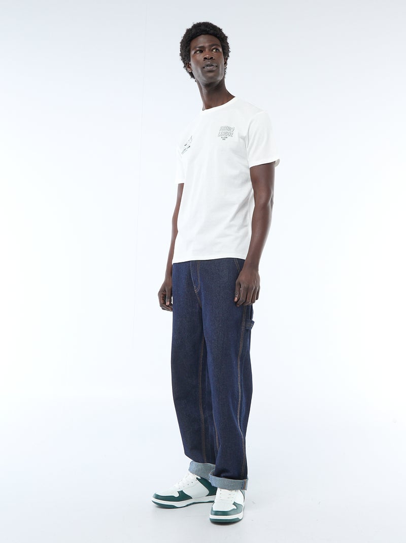 T-shirt en jersey manches courtes imprimé recto/verso Blanc - Kiabi